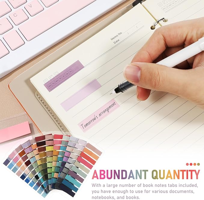 Lurrose 2400pcs Annotation Tabs: Transparent Page Markers - Writable and Repositionable Sticky Index Tabs for Page Marking Classify File