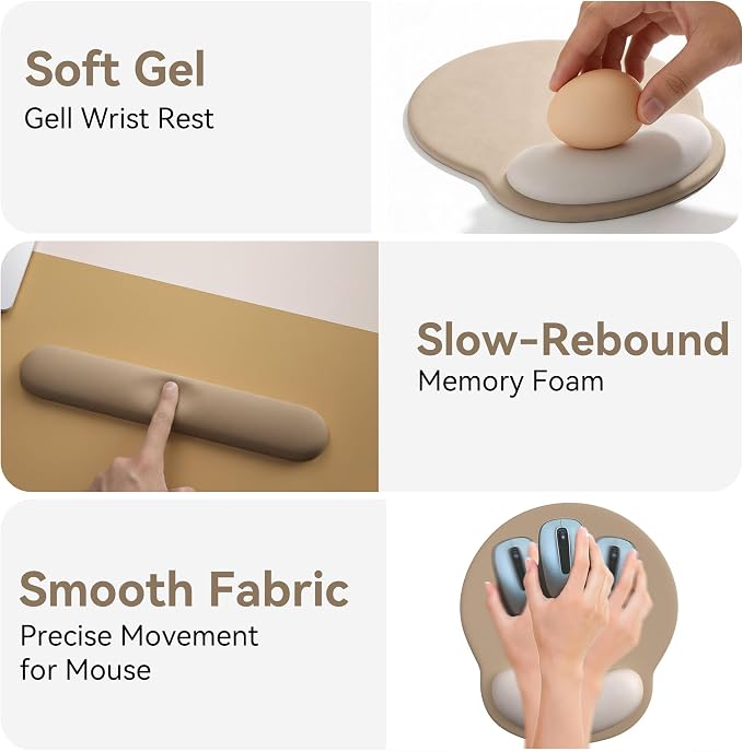 Mouse Pad with Keyboard Wrist Rest,Ergonomic Mouse Pad Wrist Support PU Base with Coaster,Mousepad with Nonslip Base for Computer Laptop Keyboard Home&Office