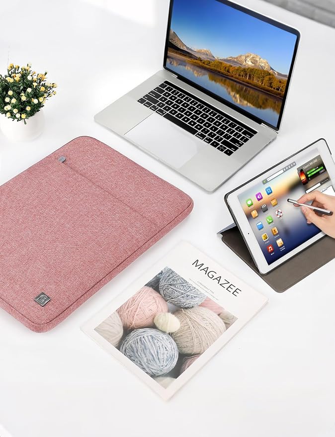 DOMISO Laptop Case Computer Sleeve Bags for 16 inch MacBook Pro M4/M3/M2/M1 Pro/Max A3403 A3186 A2991 A2780 A2485 A2141,Compatible with 15.6 inch HP Lenovo Dell XPS 16, Pink