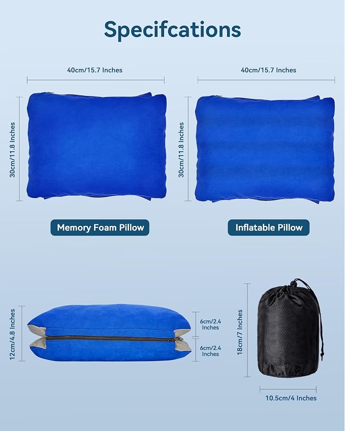 Inflatable Lumbar Pillow for Airplane Travel Lumbar Support Pillow for Car, Office Chair Back Support Office Chair Back Support for Reducing Lower Back Pain (Blue)