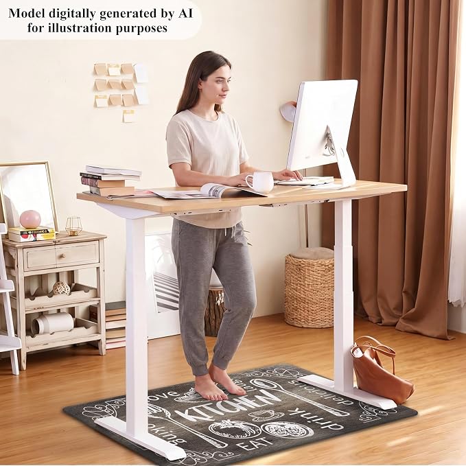 HEBE Anti Fatigue Kitchen Rugs Set of 2, Non Slip Cushioned Kitchen Mats for Floor, Waterproof Farmhouse Comfort Standing Desk Mat for Kitchen Sink,Office,Laundry