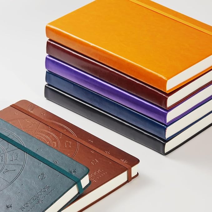 FOCUS DAY 3 Pack Journal Notebook, 320 Pages A5 Lined Notebook Journal Set for Work Writing, Hardcover Leather Bound Notebooks Bulk for Women Men Office School, 5.7'' X 8.4'', Multicolor