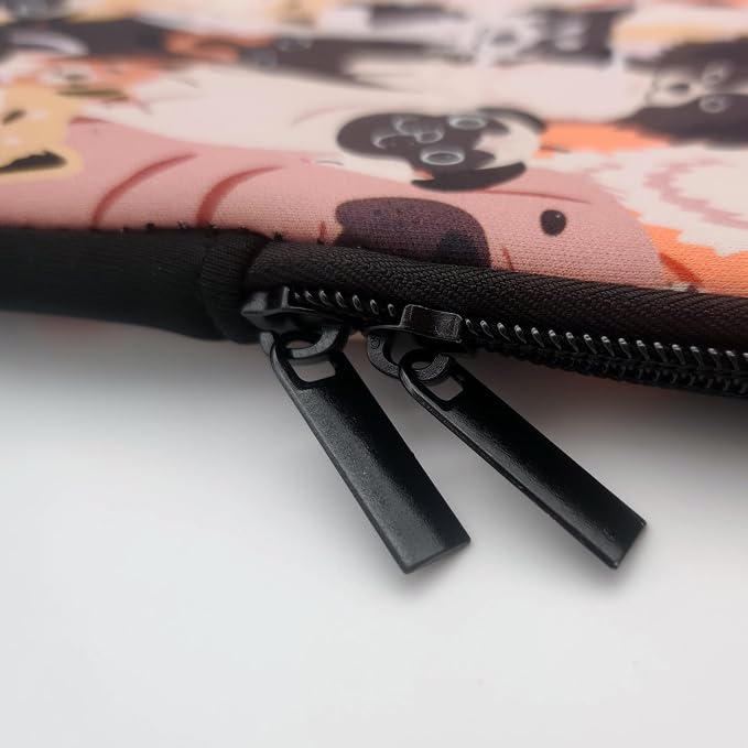 13-15 Inch Orange Dogs Print Laptop Sleeve Case/Water-Resistant Neoprene Notebook Computer Pocket Tablet Briefcase Carrying Bag/Pouch Skin Cover for HP/Dell/Lenovo/Asus/Acer/Apple