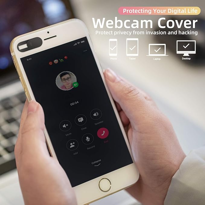 Webcam Cover,Ultra-Thin Camera cover Slide compatible with Laptop,MacBook,Computer,Laptops,PC,Apple Devices,and Tesla Model 3/Y Interior Cabin Camera,0.03in Thick Web Blocker Protect Your Privacy