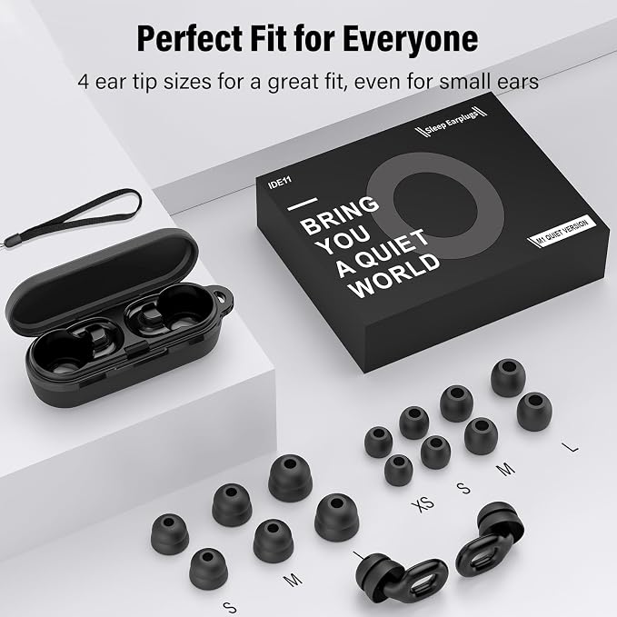 Ear Plugs for Sleeping, 35dB Noise Reduction Hearing Protection EarPlugs, Reusable Silicone Earplug, 7 Pair Eartips in XS/S/M/L Replaceable Single/Double Ear Plug for Sleep, Study, Work, Events