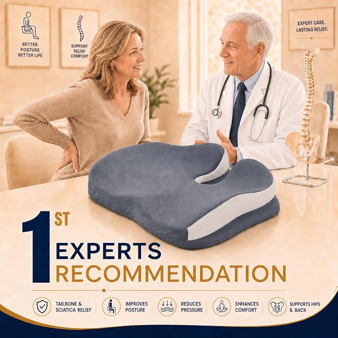 Seat Cushions for Office Chairs Wheelchair Cushion for Long Sitting Back Pain,Memory Foam Seat Car Computer Desk Chair Cushion,Coccyx Cushion for Tailbone Pain Relief Cushion Office Chair Butt Pillow