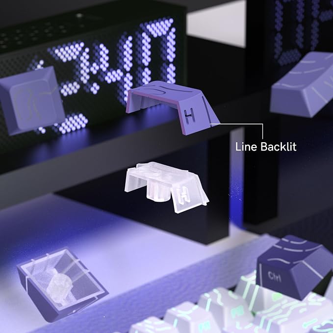 dagaladoo Lavender Purple keycap Sets,Line Backlit,Shine Through Keyboard Key caps,Side Printed,Cherry Profile keycaps for Mechanical Keyboard, Compatible with ANSI/ISO,TKL, Full-Sized Layout