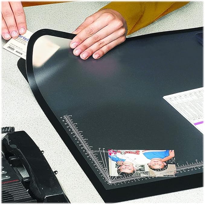 Artistic Logo Pad Engineering Desk Mat Pad for Desktop Organization & Document Protection, Printed Ruler Measurements, Black/Clear, 19" x 24"