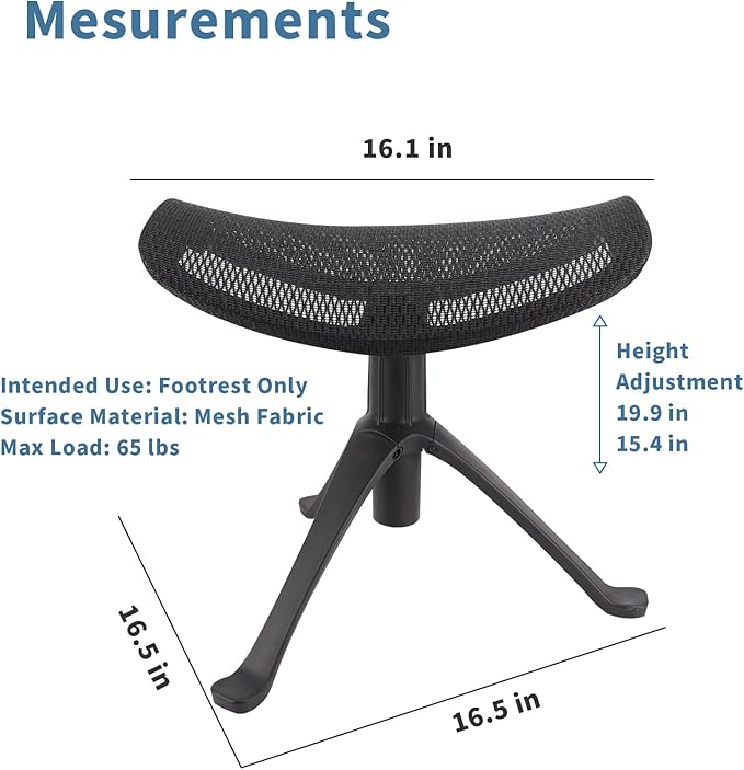 Under Desk Footrest, 2-in-1 Height Adjustable Rotatable Ergonomic Under Desk Foot Rest Ottoman, Rolling Leg Rest Stool with Breathable Mesh and Nylon Frame for Home Office