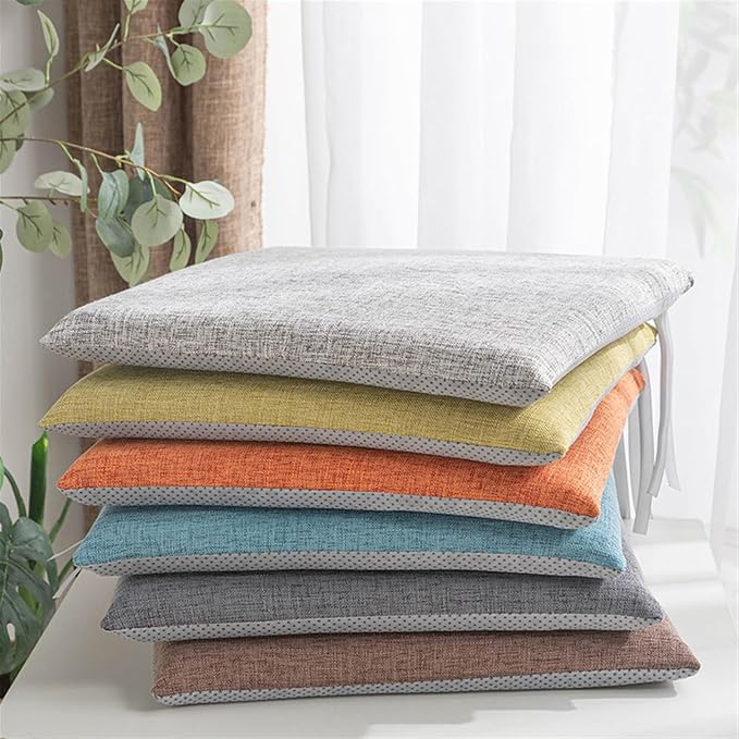Lifup 4 Pack Chair Cushion Memory Foam Pads, Square Non-Slip Thick Dining Chair Cushions with Ties and Removable Cover for Home Office Restaurant Chair Pads Grey 16 x 16 Inch