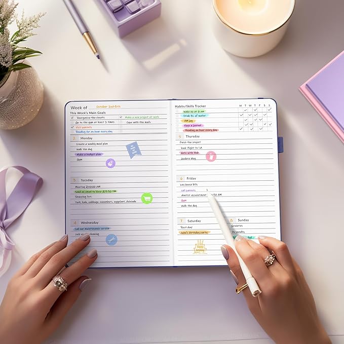Undated Weekly Planner for 2026, Forvencer Simplified Weekly & Monthly Calendar Planner, Cute Daily Organizer Notebook, Agenda Journal to Track Goals & Tasks, Start Anytime, A5 Size, Teal Marble