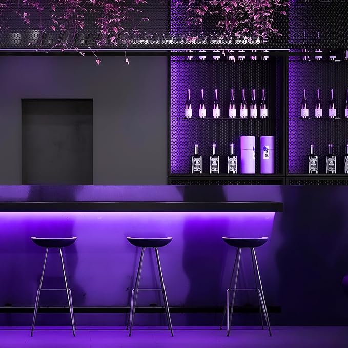 iNextStation 5M/16.4FT Purple Neon LED Strip Light, 12V Flexible Silicone Neon Rope Lights, IP65 Waterproof Cuttable LED Light with Adapter and Touch Dimmer for Gaming Room, Bedroom(with Adapter)