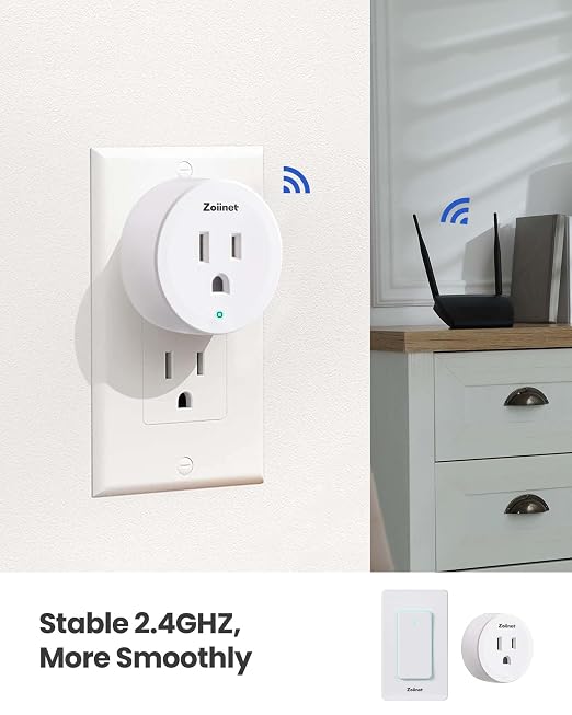 Zoiinet Smart Plug Switch, 2.4G WiFi Outlet Time Switch, Compatible with Alexa, Google Home, Smart Life & IFTTT APP, Voice Control & Timer, Buckle Design & Removable, No Hub Needed, Programmable
