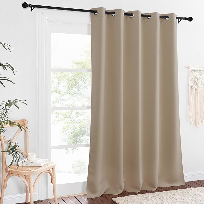 NICETOWN Blackout Curtain Drape for Bedroom - Light Reducing Thermal Insulated Solid Grommet Room Darkening Window Curtain 90 inches Long for Living Room (Taupe, 1 Piece, W66 x L90)