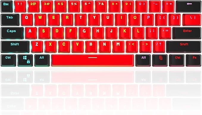 GTSP 61 Red Keycaps 60 Percent Keycap Set PBT OEM Ducky Keycap with Key Puller Fit for Cherry MX switches Mechanical Gaming Keyboard (Milan A