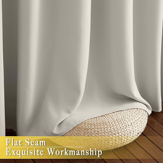 NICETOWN Room Darkening Curtain for Living Room - Energy Saving Thermal Insulated Grommet Room Darkening Curtain/Drape for Bedroom (1 Panel, 46 by 72, Natural)