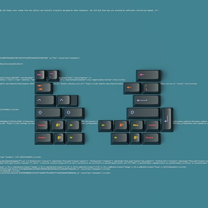Kono KDS Solarized Dark Keycap Set - Base Kit, Artisan, Coding, Blue, Black, PBT Keycaps