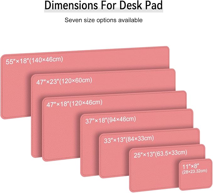 Dual Sided Leather Desk Mat - Waterproof Desk Pad - Ideal for Large Mouse Pad and Desk Mats on Top of Desks (Pink, 33"*13")