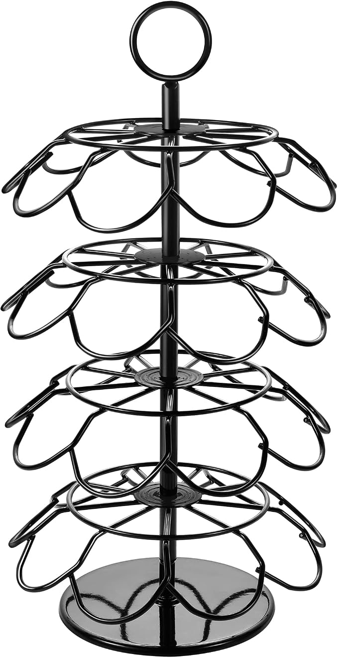 K Cup Holder, Coffee Pod Holder Organizer for Countertop, 36 K-Cup Carousel Stand Compatible with Keurig Pods, 360° Rotating 4-Tier Metal Pod Storage, Black