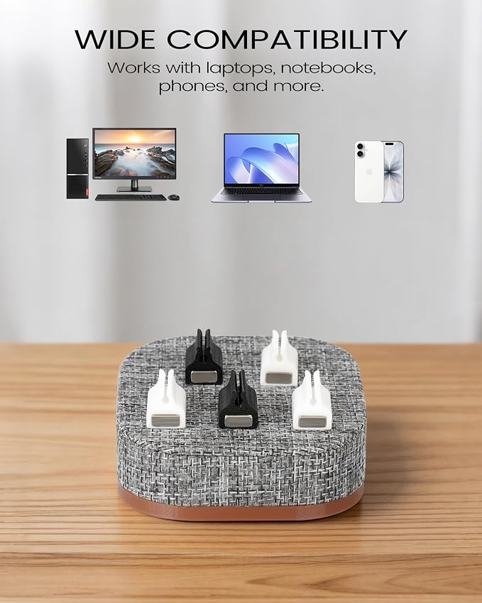 Magnetic Cord Holder, Cable Organizer with 5 Magnetic Clips for Desk & Nightstand Cable Management, Practical Charging Accessory for Home, Office & Gift Giving
