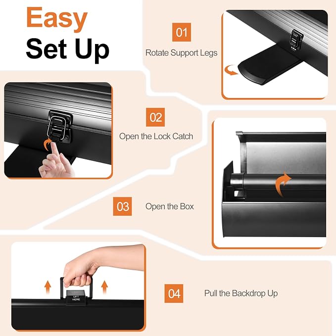 Black Backdrop Screen, Collapsible Retractable Chroma Key Photo Background | 74 x 76in Portable Chromakey Panel, Wrinkle Resistant, Pull Up, Photographic Studio, Video Conference, Live Game, Streaming