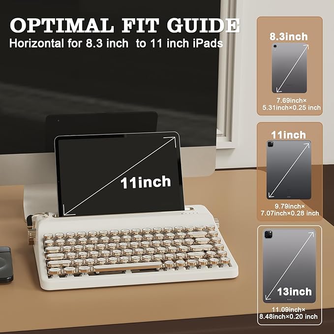 YUNZII QL75 Wireless Typewriter Hot Swap Retro Mechanical Keyboard,Punk Round Keycaps,RGB Backlit QMK/VIA Programmable, Multi-Device Keyboard with 2.4GHz/Type-C/BT5.0 (White, Onyx Switch)