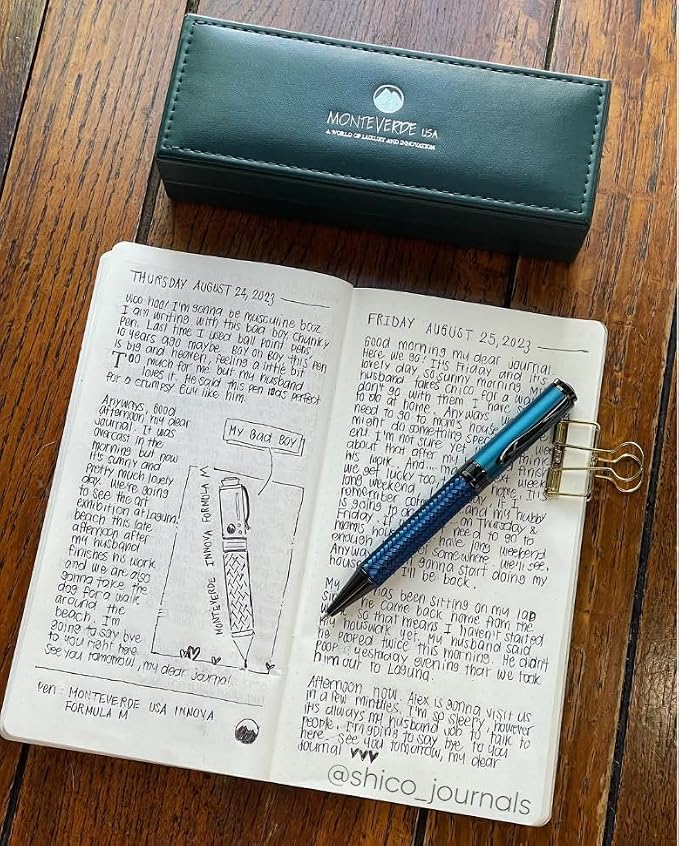 Monteverde Innova Formula M Fountain Pen, Blue - Medium Nib, Luxury Pen with Durable PVD Coating, Refillable, JoWo Stainless Steel Nib, Premium Gift Box