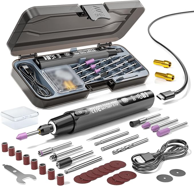 Portable Cordless Engraving Pen for Artists & DIYers Beginner Friendly 6-Speed Adjustable Rechargeable Engraving Pen Tool for Bead, Metal, Wood, Glass and Plastic(Gray)