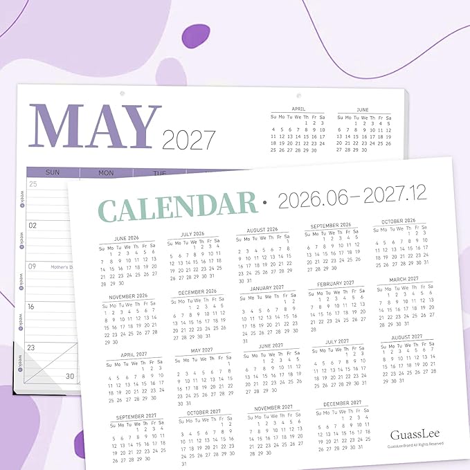GuassLee Desk Calendar 2026, 19-Month Academic Hanging Desk/Wall Calendar From 2026 Jun-2027 Dec, 14" X 11" Monthly Planner with Thick Paper For Office Home School Desk Organizing