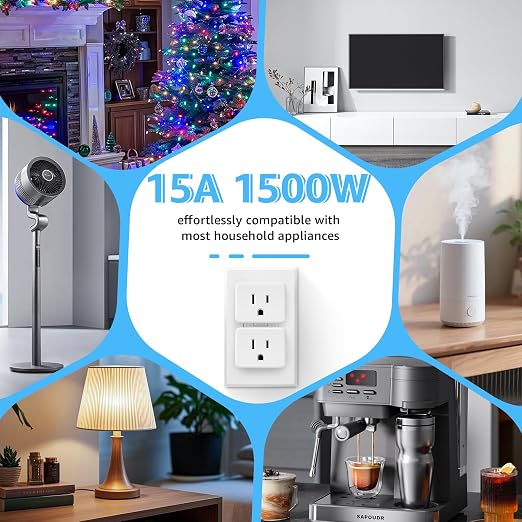 WiFi Plug with Switch,GreenCycle Smart Outlet with Remote,Compatible with Alexa and Google Home via Tuya,Compact Design,Remote Control Anywhere,15A/1500w,TUV FCC Listed(2.4G),1 Switch 4 Plug