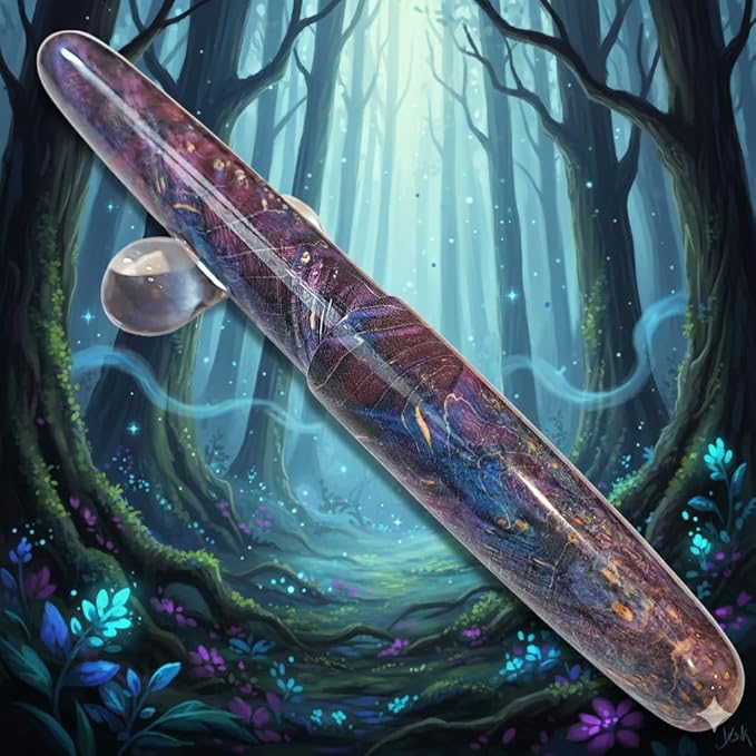 Luxury Stabilized Wood Fountain Pen – Handmade Natural Wood & Resin Barrel, Fine Nib Writing Pen with Converter – Executive Business Pen, Collectible Gift for Men & Women (Purple Ocean Current)