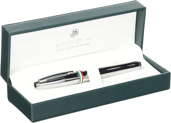 Monteverde USA Aldo Domani Italia Fountain Pen Mirror Chrome - Broad Nib - Luxury Writing Pen - Italian Design - JoWo Stainless Steel Nib - Smooth Ink Flow - Refillable - Gift Box Included