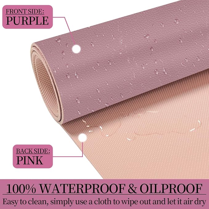 Mouse Pad and Keyboard Wrist Rest, 3-in-1 Keyboard and Mouse Pad Set, Ergonomic Wrist Rest for Computer Keyboards, Non-Slip Desk Mat Protector for Women (Purple Pink, 27.6" X 13.8")