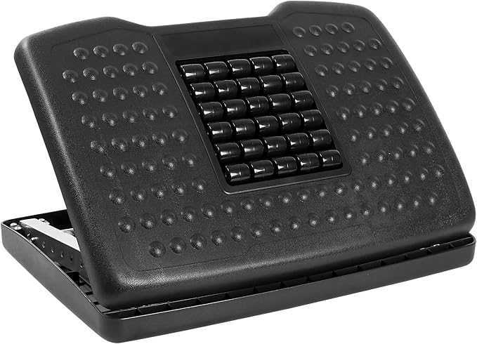 Mount-It! Under Desk Footrest Adjustable Height & Tilt Foot Rest Under Desk (3"–15") with Massage Rollers, Large Non Slip Ergonomic Office Foot Stool for Home Office & Workstation