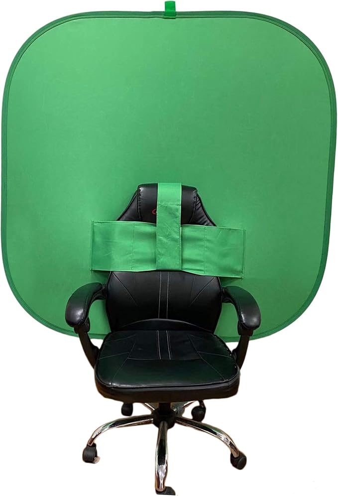 NOVARENA Green Screen Behind Chair Attachment Backdrop Kit – Portable Chroma Key for Streaming, Gaming, Video Calls, Virtual Background, Home Office, Photography – 5ft by 5ft, Reversible, Foldable