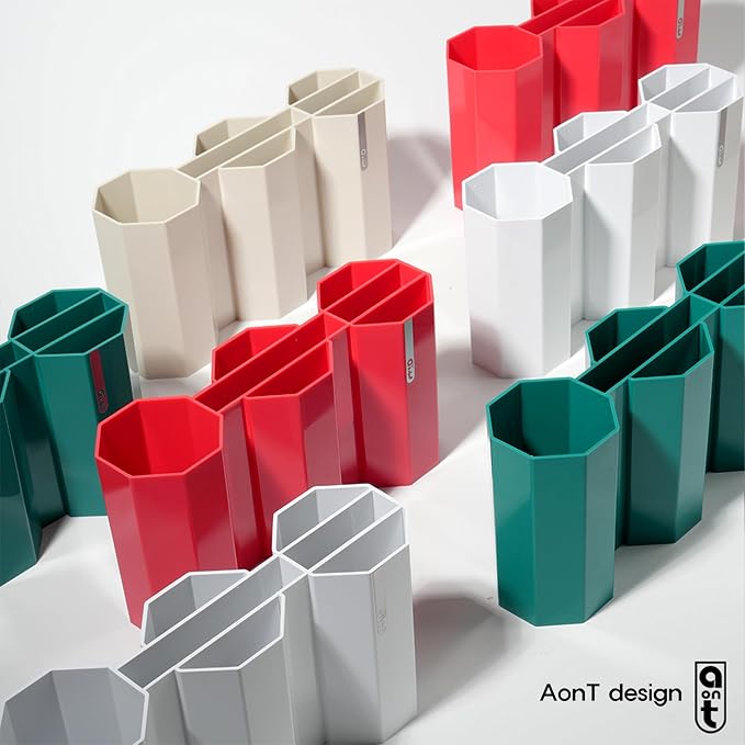 AonT Design Small Desk Organizer - White Pen Tray & Holder (Multi-Compartment) (Made in Korea) – Modern Office Storage Supplies Organizer and Aesthetic Decor for Accessories