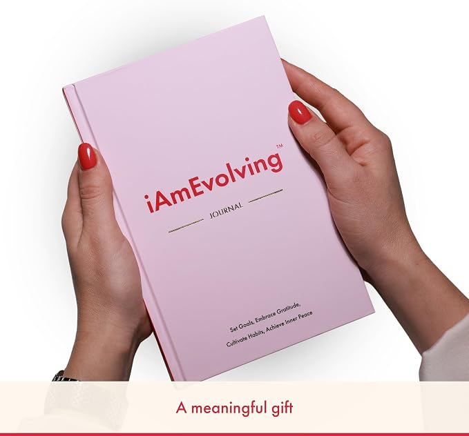 Daily Gratitude, Goal Setting & Habit Tracker Journal for Women & Men with 9-Point Emotional Wellness Scale — iAmEvolving™ 288-Page Hardcover Personal Growth Planner (Misty Rose Cover)