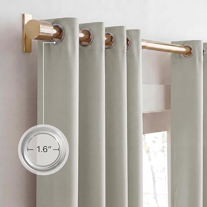 NICETOWN 100% Blackout Curtain Panels 84 inch Long for Living Room, Bone White, 2 Panels, Thermal Insulated Farmhouse Blackout Window Drapes for Bedroom