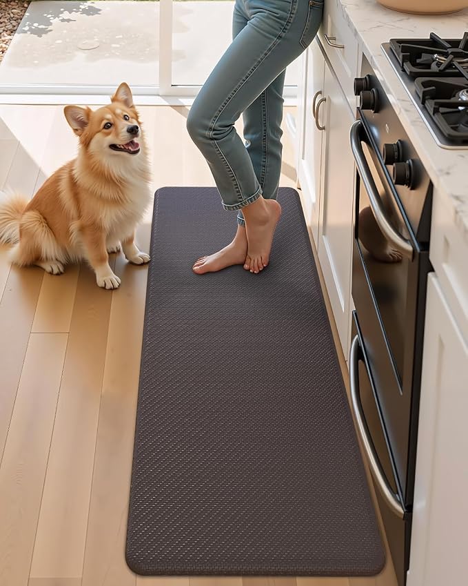 Color&Geometry Antifatigue Kitchen Mat for Floor 20x71-3/4 in Thick, Brown | Comfort Cushioned Mat For Long Standing In Office/Kitchen/Laundry Room, Water&Oil Proof, Easy Clean Pvc Mat For Busy Homes