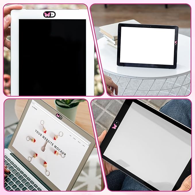 6 Pcs Webcam Cover Slide, Ultra-Thin Camera Privacy Cover for Laptop Desktop Computer Smartphone Tablet to Protect Your Privacy and Security, Butterfly Design (Black)