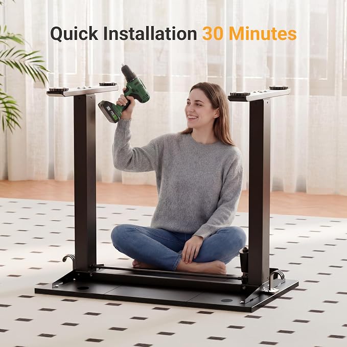 YDN Electric Standing Desk, 48x24 Inch, Black | 3 Memory Presets, Cable Management, Adjustable Height, Sit Stand, Computer Workstation, Home Office