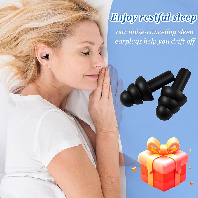 200 Pair Silicone Earplugs, Reusable Ear Plugs for Sleeping Noise Cancelling, Waterproof Bulk Soft Ear Plugs for Shooting, Swimming, Concerts Black
