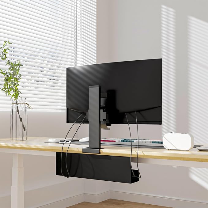 Cable Management Under Desk,17 inch Cable Management Tray | Power Strip Holder,Cord Organizer,Wire Management for Office and Home, Black