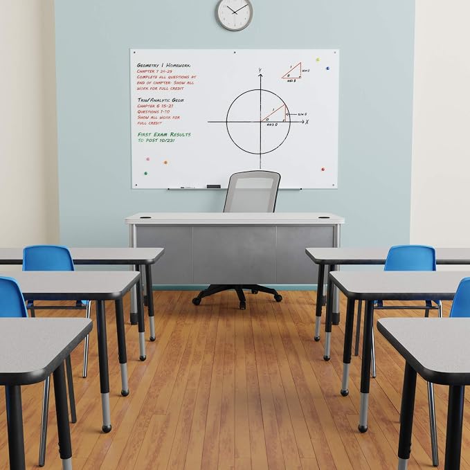 Amazon Basics Glass Dry-Erase Board, Magnetic Frameless Whiteboard, Easy to Install, 72" x 48", White