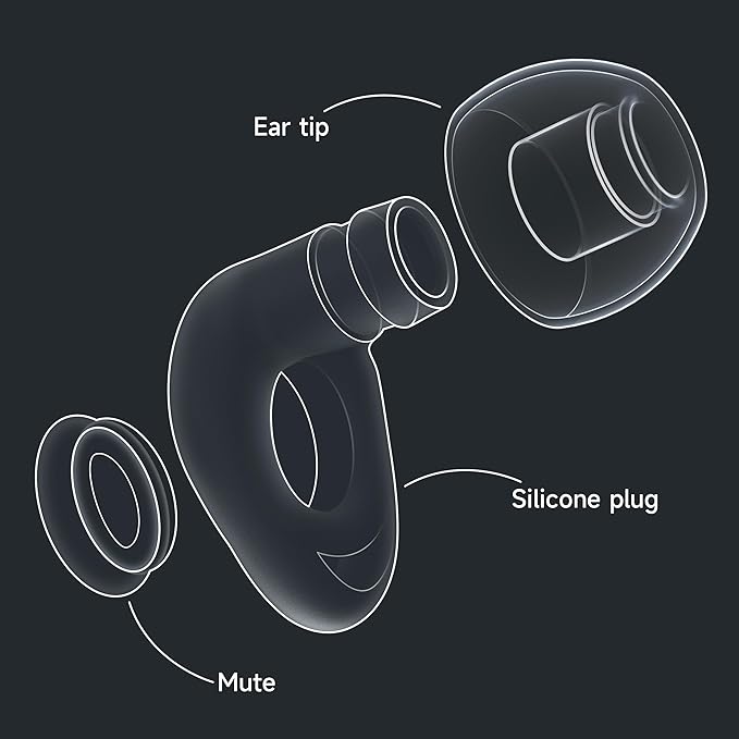 Ear Plugs for Sleeping Noise Cancelling Earbuds, Reusable Silicone Earplugs for Sleeping, High Fidelity with Mute Layer for Snoring Solution for Travel,Focus,45dB Noise Reduction (Black-Beige)