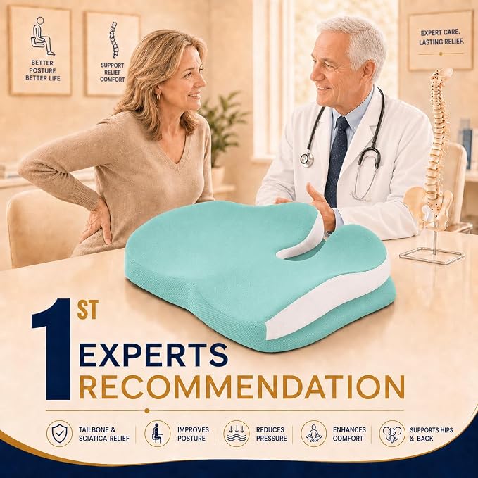 Seat Cushions for Office Chairs Wheelchair Cushion for Long Sitting Back Pain,Memory Foam Seat Car Computer Desk Chair Cushion,Coccyx Cushion for Tailbone Pain Relief Cushion Office Chair Green