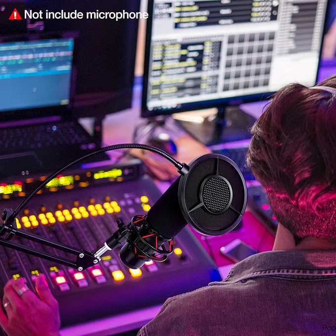 QuadCast Pop Filter Foam Windscreen - 5.5 Inch Diam 6 Layers Pop Filter for Mic Cover QuadCast Pop Screen Compatible with Hyperx QuadCast Microphone Professional Metal Pop Filter by YOUSHARES