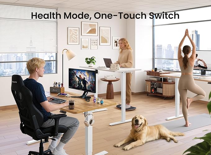 CubiCubi 55 x 24 Standing Desk, Height Adjustable Electric Computer Desk, Sit Stand up Home Office Workstations, Maple