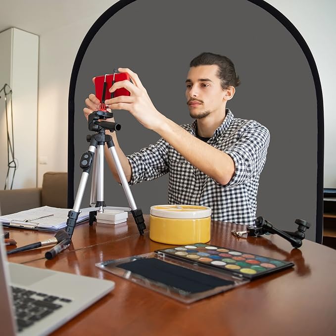 Selens Small Collapsible Backdrop Double-Sided Grey Green Screen 2-in-1 Pop Up Background with Carrying Bag for YouTube Streaming, Product Photography and Zoom Virtual Video, 39x59inches /1m×1.5m