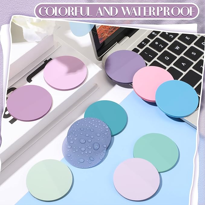 Sabary 500 Sheets Transparent Sticky Notes Round Translucent Sticky Notes Tabs Colorful Page Flags Stickers Clear Book Markers Bible Journaling Office Back to School Supplies(1.75 Inch,Stylish)